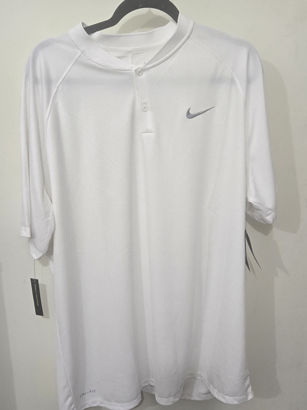 Nike Men’s White Short-Sleeve Henley Performance Shirt Size XXL